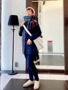「ベレー帽推奨委員会」｜「アイテム（ダウンジャケット/コート）」を使った、chaco♪さん（レディース・157cm）の冬コーディネート