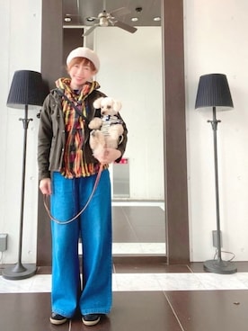 「BEAMS BOY（ビームスボーイ）のアイテム（ナイロンジャケット）」を使った、chaco♪さん（レディース・157cm）の春コーディネート