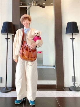 「ベレー帽推奨委員会」｜「アイテム（ノーカラージャケット）」を使った、chaco♪さん（レディース・157cm）の春コーディネート