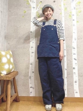 「MASTER&Co（マスターアンドコー）のアイテム（オールインワン・サロペット）」を使った、chaco♪さん（レディース・157cm）の冬コーディネート