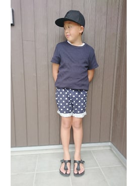 「Paul Smith（ポールスミス）のアイテム（帽子）」を使った、skhanaさん（キッズ・100cm）の夏コーディネート