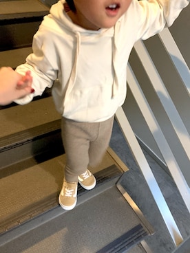 「リブニットパンツ」｜どかちゃんさん（キッズ・90cm）の秋コーディネート