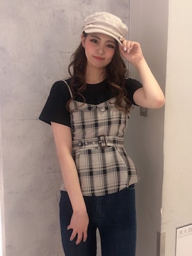 「アイテム（キャスケット）」を使った、lipchanmikuさん（レディース・166cm・10代）の春コーディネート