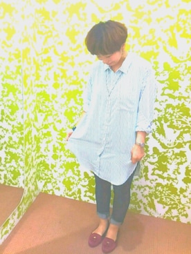 「earth music&ecology（アースミュージックアンドエコロジー）のアイテム（その他シューズ）」を使った、immisaさん（レディース・154cm）の夏コーディネート