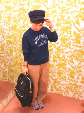 「Anello」｜「アイテム（スウェット）」を使った、immisaさん（レディース・154cm）の秋コーディネート