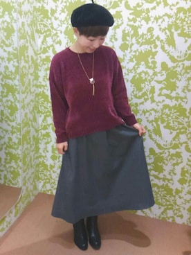 「オリエンタルトラフィック」｜「アイテム（ハンチング/ベレー帽）」を使った、immisaさん（レディース・154cm）の冬コーディネート