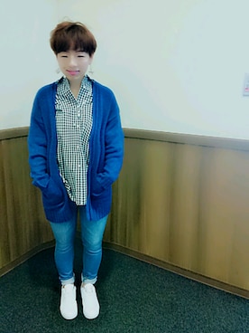 「earth music&ecology（アースミュージックアンドエコロジー）のアイテム（イヤリング）」を使った、immisaさん（レディース・154cm）の冬コーディネート