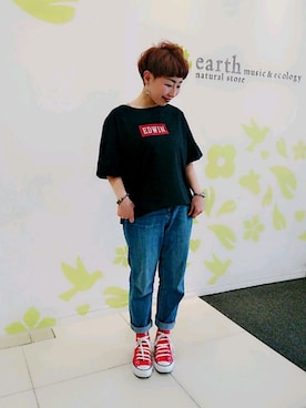 「EDWIN（エドウィン）のアイテム（トップス）」を使った、immisaさん（レディース・154cm）の春コーディネート