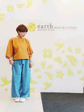 「earth music&ecology（アースミュージックアンドエコロジー）のアイテム（イヤリング）」を使った、immisaさん（レディース・154cm）の春コーディネート