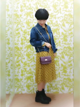 「レトロワンピース」｜「アイテム（ジャケット/アウター）」を使った、immisaさん（レディース・154cm）の秋コーディネート