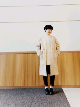 「スキニー」｜「アイテム（ムートンコート）」を使った、immisaさん（レディース・154cm）の秋コーディネート