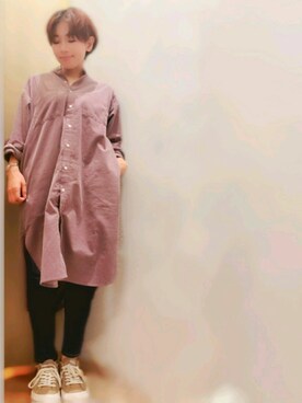 「earth music&ecology（アースミュージックアンドエコロジー）のコーデュロイワンピース ＊（ワンピース）」を使った、immisaさん（レディース・154cm）の秋コーディネート