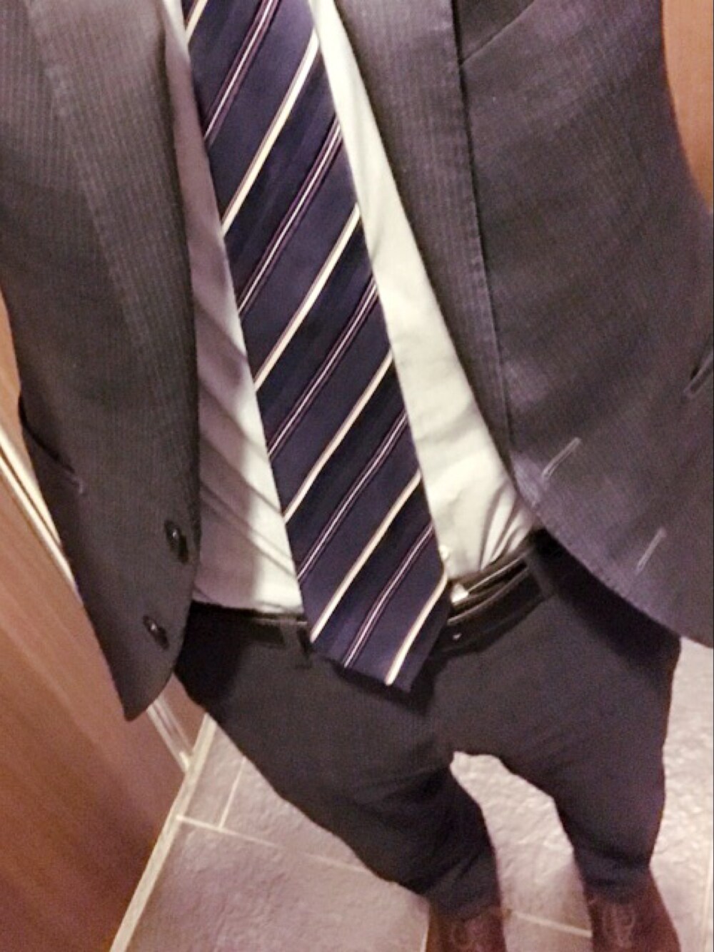 「suit selectのアイテム（セットアップ、ブルー系）」を使った、kさん（メンズ・165cm）の冬コーディネートの1枚目の写真