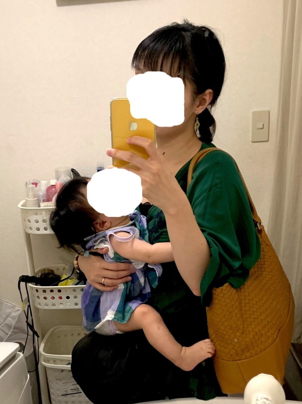 「親子コーデ」｜「GLOBAL WORKのアイテム（ピアス（両耳用）、イエロー系）」を使った、なおさん（レディース・158cm）の夏コーディネートの1枚目の写真