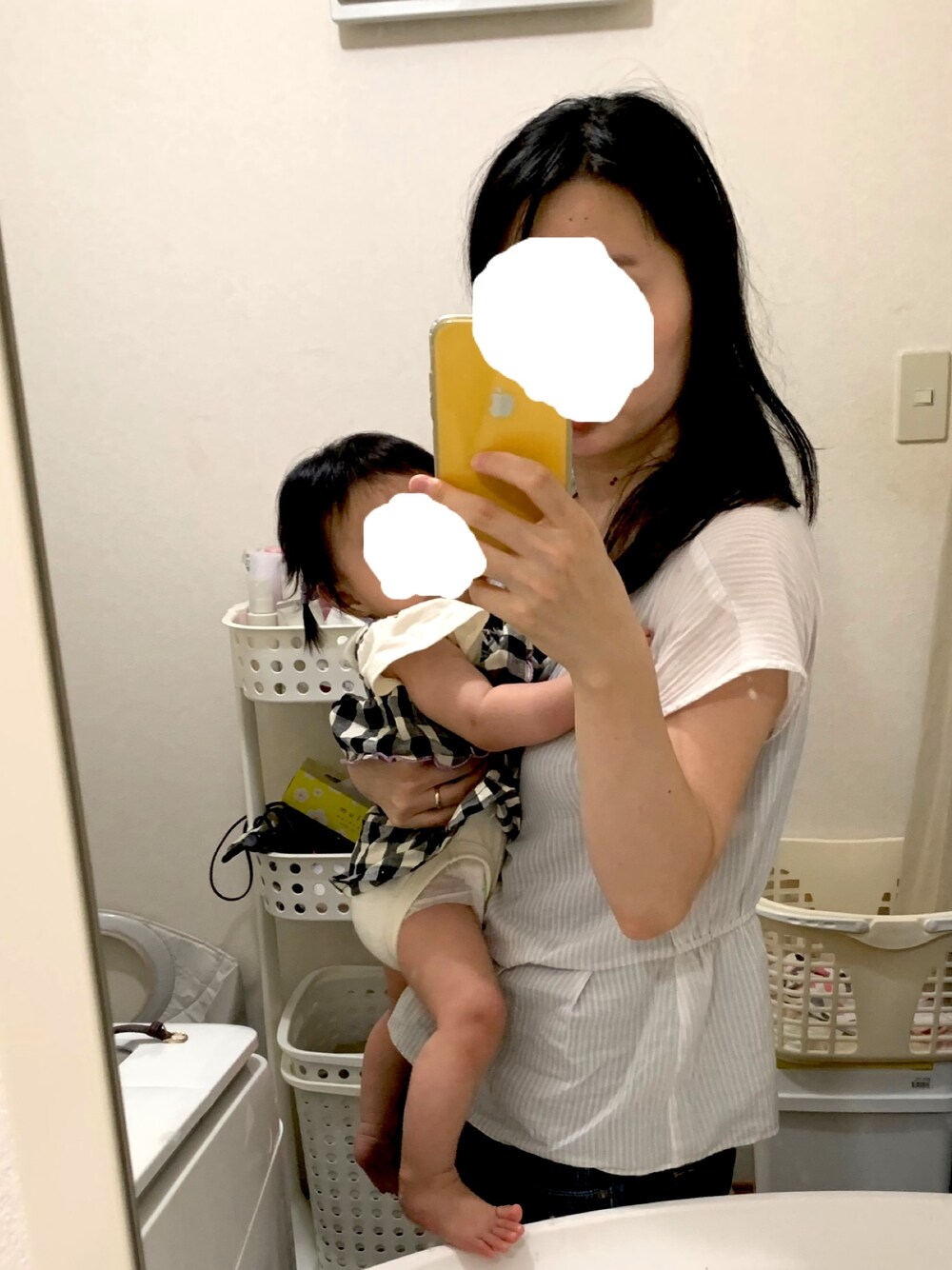 「親子コーデ」｜「AmpersandのGIRL'Sボディースーツセット（ロンパース、ブラック系）」を使った、なおさん（レディース・158cm）の夏コーディネートの1枚目の写真