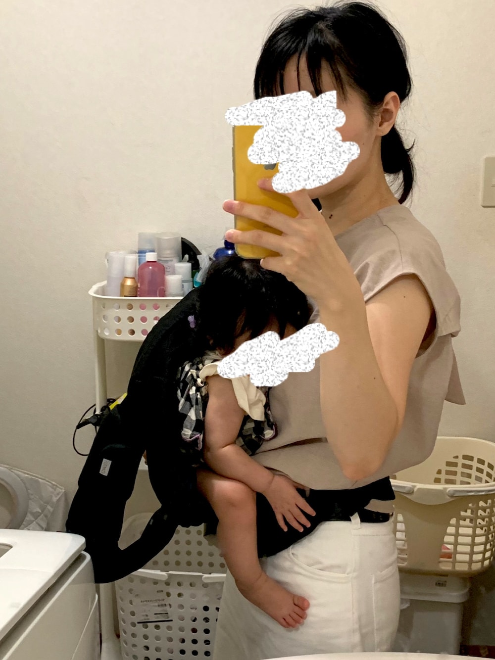 「親子コーデ」｜「chocol raffine robeのアイテム（シャツ/ブラウス、ベージュ系）」を使った、なおさん（レディース・158cm）の夏コーディネートの1枚目の写真