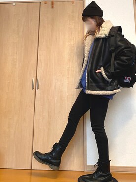 「RETRO GIRL（レトロガール）のアイテム（スウェット）」を使った、annaさん（レディース・162cm）の冬コーディネート
