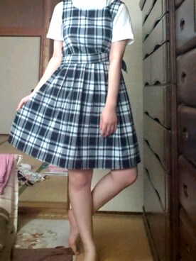 「axes femme（アクシーズファム）のアイテム（ジャンパースカート）」を使った、ぴぴさん（レディース・161cm）の夏コーディネート