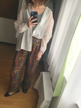 「オーバーシャツ」｜「アイテム（その他）」を使った、ちーやさん（レディース・165cm）の春コーディネート