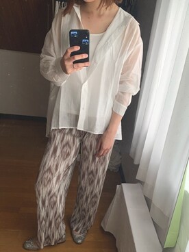 「オーバーシャツ」｜「アイテム（その他）」を使った、ちーやさん（レディース・165cm）の春コーディネート