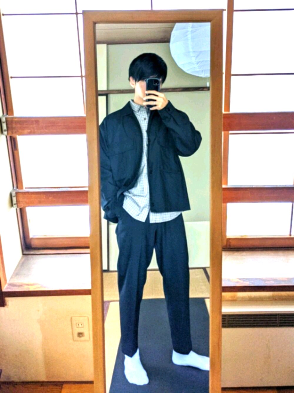「キレイめ、UNIQLO、MONKEY TIME、a day in the life、初投稿」｜「A Day in the Life のアイテム（シャツ/ブラウス、ベージュ系）」を使った、だいさん（メンズ・174cm）の春コーディネートの1枚目の写真