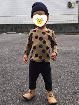 「baby ampersand（ベビーアンパサンド）のアイテム」を使った、TaＫeRuさん（キッズ・80cm）の秋コーディネート