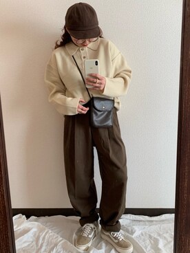 「DHOLIC（ディーホリック）のアイテム（キャップ）」を使った、ameさん（レディース・153cm）の冬コーディネート