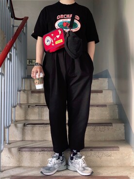 「MAINBOOTH（メインブース）のアイテム」を使った、프랭크さん（メンズ・170cm）の春コーディネート