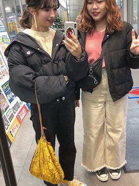 「アイラブCONVERSE」｜「アイテム（ダウンジャケット/コート）」を使った、kaakoさん（レディース・151cm）の冬コーディネート