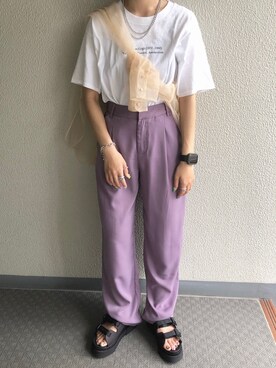 「OpenCLOSE（オープンクローズ）のアイテム（パンツ）」を使った、kaakoさん（レディース・151cm）の夏コーディネート