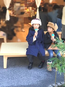 「サイドゴアブーツ」｜「アイテム（ノーカラージャケット）」を使った、riii→a♡さん（キッズ・126cm）の秋コーディネート