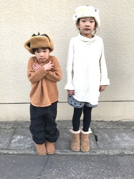 「アイテム（その他トップス、ブラウン系）」を使った、riii→a♡さん（キッズ・126cm）の冬コーディネート