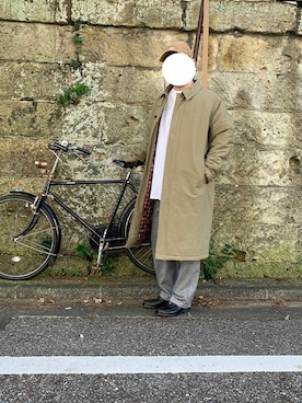 「SILAS(サイラス)のアイテム(ステンカラーコート)」を使った、チンネンさん(メンズ・170cm)の秋コーディネート