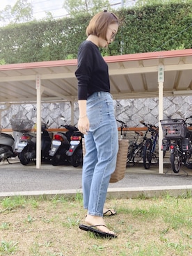 「ハイウエストストレートジーンズ」｜BORIさん（レディース・155cm）の夏コーディネート