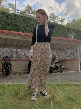 「ISOOK（アイスー）のアイテム（スカート）」を使った、BORIさん（レディース・155cm）の春コーディネート
