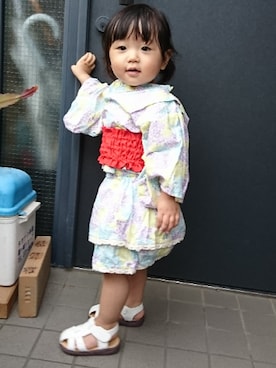 「1歳半」｜「アイテム（浴衣）」を使った、nanasaberさん（キッズ・80cm）の夏コーディネート