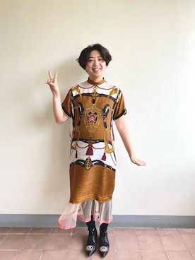 「TOGA PULLA（トーガ　プルラ）のアイテム（ワンピース/ドレス）」を使った、YIWENさん（レディース・165cm）の秋コーディネート