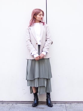 「JOINT WORKS（ジョイントワークス）のアイテム（テーラードジャケット）」を使った、rio  shimizuさん（レディース・164cm）の冬コーディネート