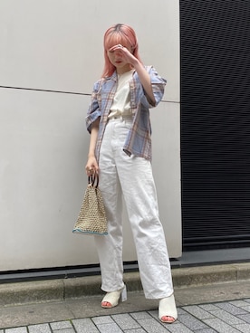 「Casselini（キャセリーニ）のアイテム（かごバッグ）」を使った、rio  shimizuさん（レディース・164cm）の夏コーディネート