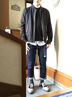 「mercibeaucoup,（メルシーボークー）のアイテム（スウェット）」を使った、まっくんさん（メンズ・172cm）の秋コーディネート