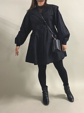 「アイテム（シャツワンピース）」を使った、てちさん（レディース・152cm）の冬コーディネート