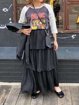 「SPINNS（スピンズ）のアイテム（ライダースジャケット）」を使った、てちさん（レディース・152cm）の春コーディネート
