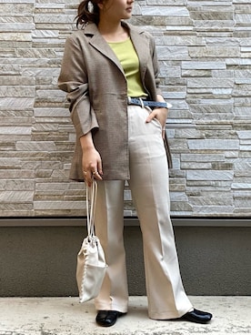 「SPINNS（スピンズ）のアイテム（テーラードジャケット）」を使った、てちさん（レディース・152cm）の春コーディネート