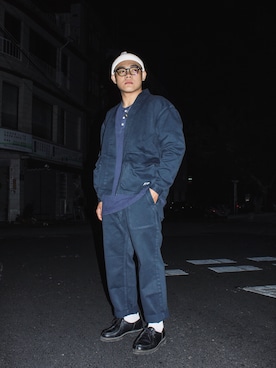 「DEMARCOLAB（デマルコラブ）のアイテム（その他アウター）」を使った、cinemataiwanさん（メンズ・170cm）の春コーディネート