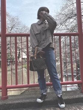 「LouisVuitton」｜「アイテム（ブルゾン）」を使った、記録さん（レディース・155cm）の春コーディネート
