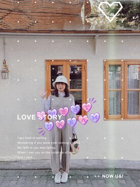 「KANGOL（カンゴール）のアイテム（帽子、ホワイト系）」を使った、chiao洽歐さん（レディース・160cm）の冬コーディネート