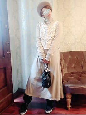 「BEAMS（ビームス）のアイテム（ピアス（両耳用））」を使った、＊myuu🐈‍⬛＊さん（レディース・148cm）の冬コーディネート