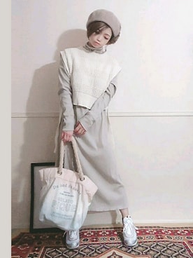 「春めきシューズ」｜「アイテム（ハンチング/ベレー帽）」を使った、＊myuu🐈‍⬛＊さん（レディース・148cm）の春コーディネート