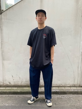 「Sourcream（サワークリーム）のアイテム（トップス）」を使った、岡垣内拓/Taku  Okagochiさん（メンズ・181cm）の夏コーディネート