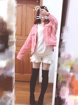 「Supreme.La.La.（シュープリームララ）のアイテム（ニット/セーター）」を使った、黑眼圈熊猫🐼さん（レディース・161cm）の秋コーディネート